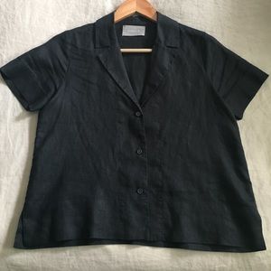 Everlane Black Linen Collar Shirt